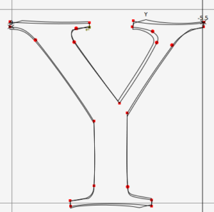 The nodes of the regular have been adjusted into a bold.